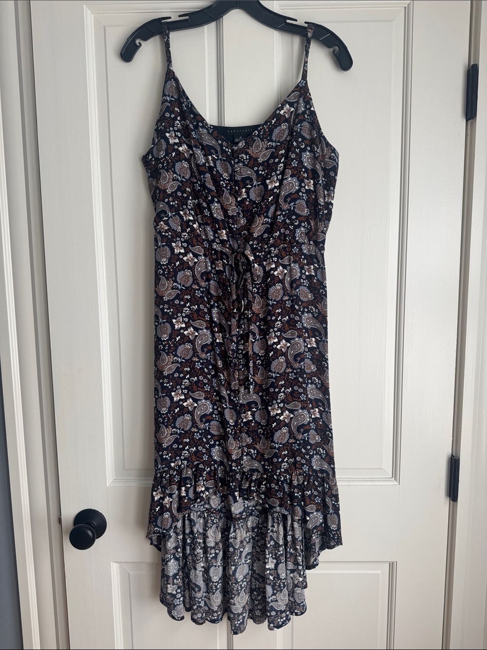 Sanctuary Black and Brown Paisley High-Low Slip Dress